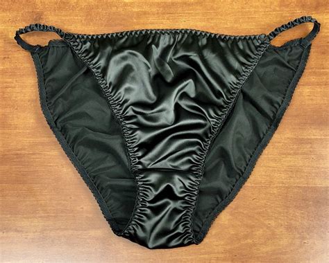 Black Satin String Bikini Panty L Gem