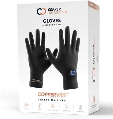 Copper Compression Coppervibe Vibration Heat Therapy Gloves Heated Massage Hand