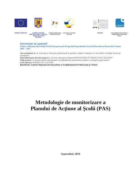 DOC Metodologie de monitorizare a implementării Planului de Acţiune