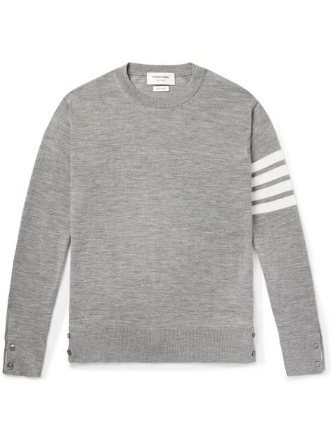 Thom Browne Slim Fit Striped Merino Wool Sweater Gray Thom Browne