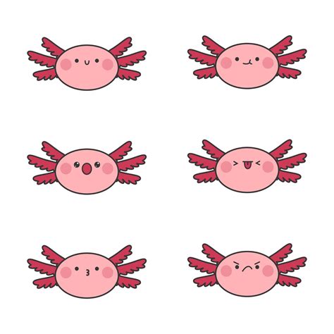 Ein Satz Kawaii Axolotl Aufkleber S Er Axolotl Mit Verschiedenen