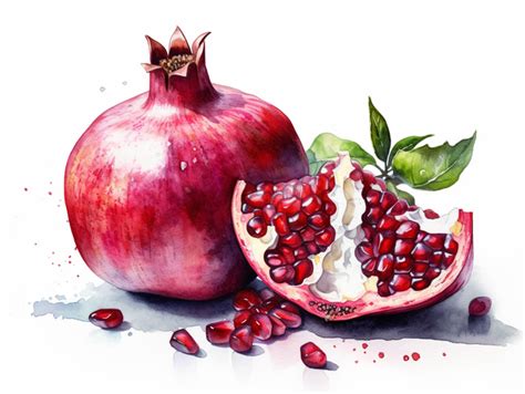 Watercolor Illustration Of Pomegranate Illustration Watercolor Art