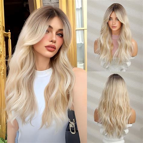 Amazon OMELPIS Long Ombre Blonde Wig With Bangs For Women Natural
