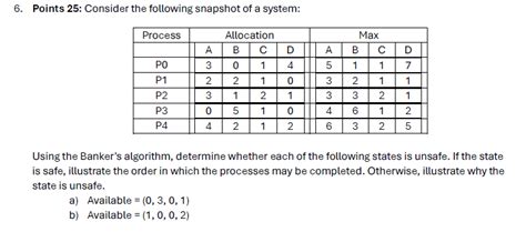 Solved Points Consider The Following Snapshot Of A Chegg