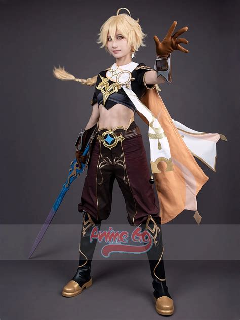 In Stock Genshin Impact Traveler Aether Cosplay Costume Wig Shoes Game