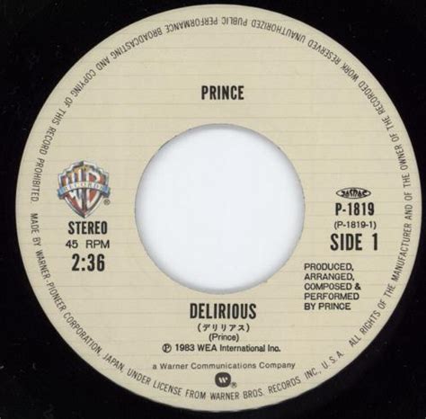 Prince Delirious Japanese Vinyl Single Inch Record