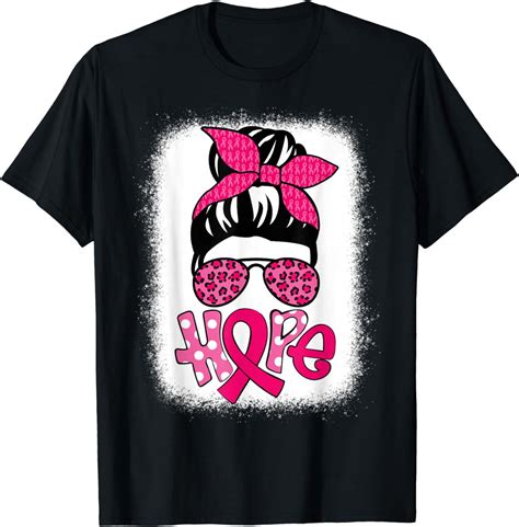 Bleached Hope Messy Bun Breast Cancer Awareness Squad Team T Shirt