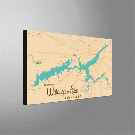 Watauga Lake Tennessee Map Canvas, Pillow, Blanket From Illustration by ...