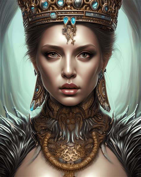 Amazing Hyper Realistic Detailed Beautiful Female Queen Graphic