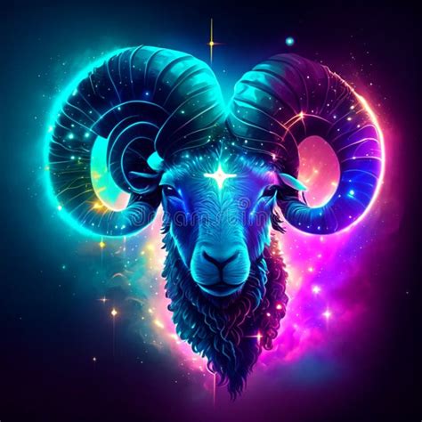 Ram Zodiac Sign. Abstract Vector Illustration of a Ram on a Dark ...