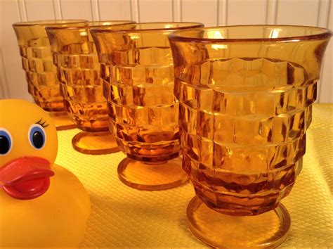 Vintage Juice Glasses Amber Glassware 4 Indiana Whitehall Amber