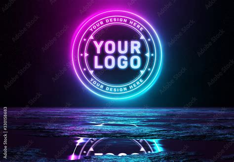 Reflective Neon Logo Mockup Stock Template | Adobe Stock