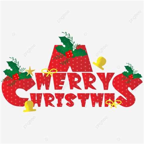 Merry Christmas Typography With Xmas Elements Transparent Merry