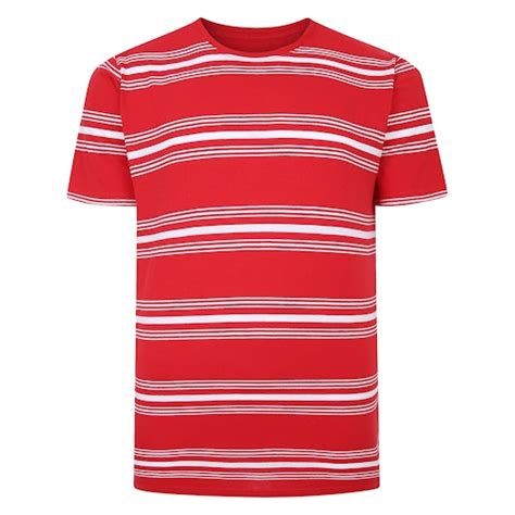 Bigdude Pure Cotton Striped T Shirt Red Bigdude