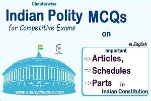 Indian Polity MCQs On Important Articles Schedules And Parts Of