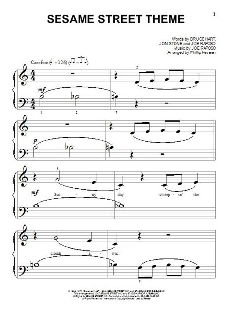 Joe Raposo Sesame Street Theme Sheet Music Notes Chords