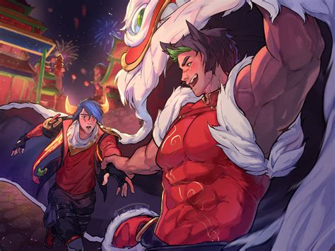 Sett Aphelios And Firecracker Sett League Of Legends Drawn By