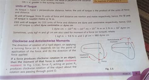 Units of Torque As torque = Force × perpendicular distance, hence, the un..