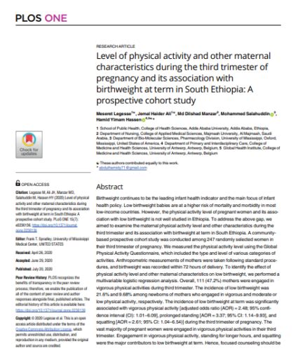 Level Of Physical Activity And Other Maternal Characteristics During