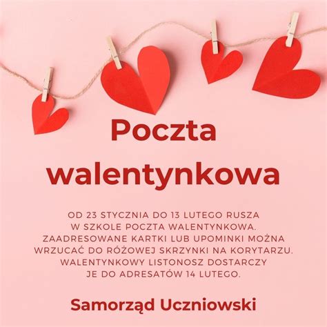 Szkolna Poczta Walentynkowa Szko A Podstawowa Nr W Lubi Cu