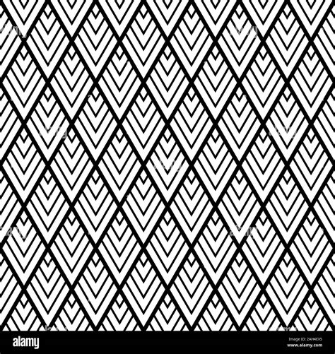 Seamless Geometric Pattern In Style Art Deco Black And White Thick