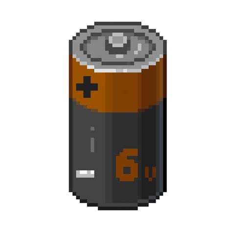 An 8 Bit Retro Styled Pixel Art Illustration Of A Six Volt Battery