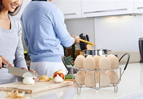 Aozita Multipurpose Stackable Egg Steamer Rack Trivet With Heat Resistant Silicone Handles