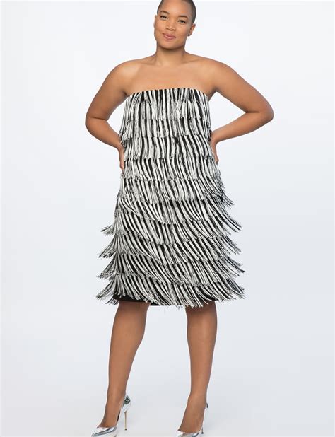 ELOQUII Fringe Strapless Dress Kylie Jenner S Fringed Dress Long Hair