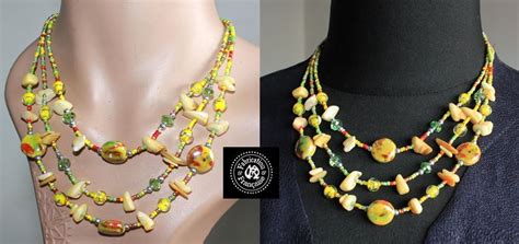 Collier Plastron Style Cascade Multi Rangs De Perles Verre Lampwork