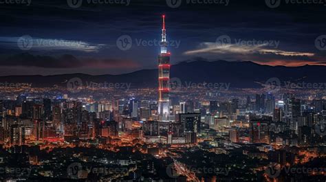 Night view of Torre Latinoamericana. Generative AI 34495194 Stock Photo at Vecteezy