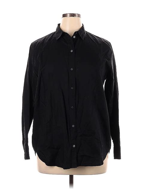 Everlane 100 Cotton Solid Black Long Sleeve Button Down Shirt Size 16