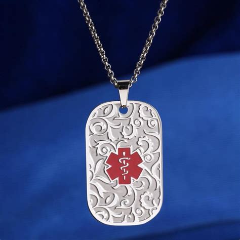 Custom Medical Alert Id Necklace With Free Engraving For Women Etsy