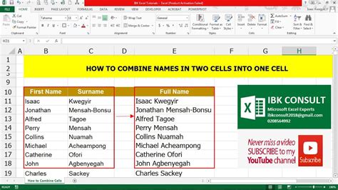 How To Combine Two Cells Into One Cell In Excel Youtube