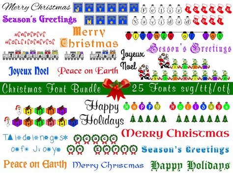 Christmas Font Bundle Svg Ttf Otf Commercial Use Xmas Etsy