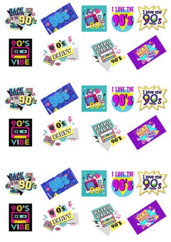 Stand Up Edible Wafer Paper S Nineties Retro Party Toppers