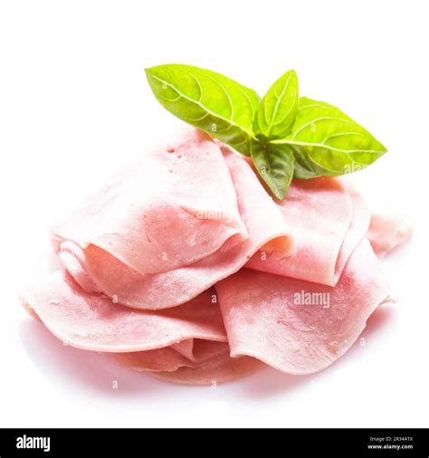 Ham slices isolated Stock Photo - Alamy