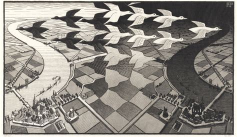 Sfondi Opera D Arte Illusione Ottica M C Escher Disegno Monocromo