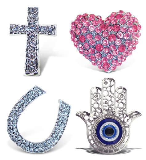 Aqua Sparkling Refrigerator Magnet Set Mix Silver Cross Pink Heart