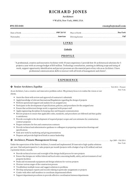 Architect Resume Sample And Writing Guide