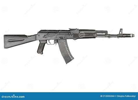 Modern Kalashnikov Ak Assault Rifle Isolated On White Background