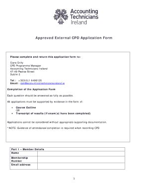 Fillable Online Approved External Cpd Application Form Fax Email Print