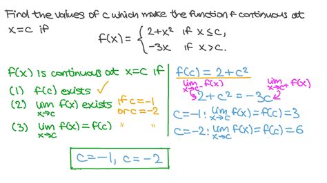 Question Video Finding The Value Of The Variable That Make A Piecewise