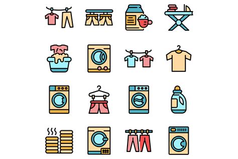 Tumble Dryer Icons Set Vector Flat Graphic By Ylivdesign Creative Fabrica