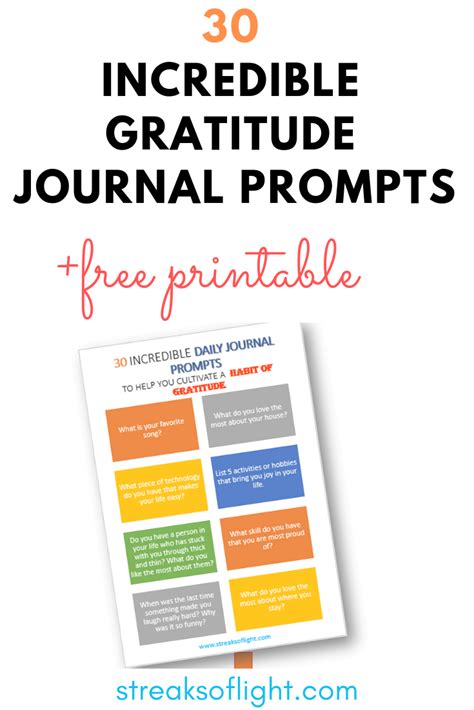 Incredible Daily Gratitude Journal Prompts Free Printable