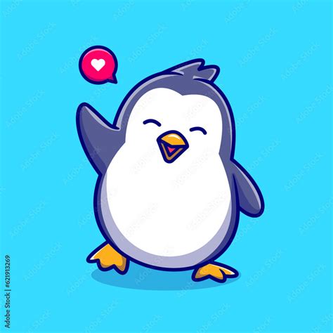 Cute Penguin Waving Hand Cartoon Vector Icon Illustration. Animal ...