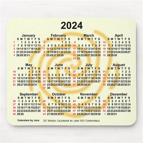 Sunny Days Weeks Iso Calendar By Janz Mouse Pad Zazzle