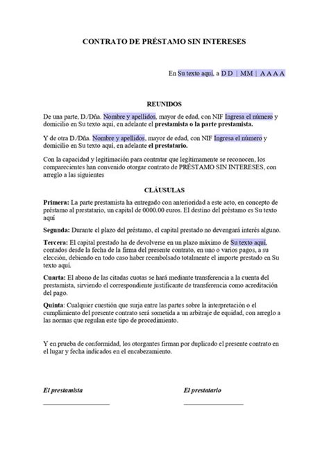 Gu A Para Redactar Un Contrato De Pr Stamo Entre Particulares Vivir