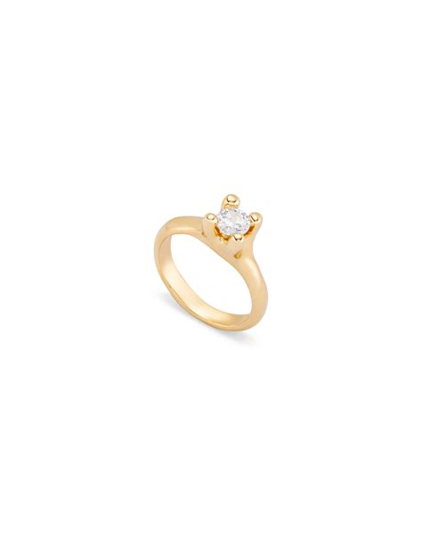 Anillo Ba Ado En Oro K Con Circonita Blanca Unode Espa A