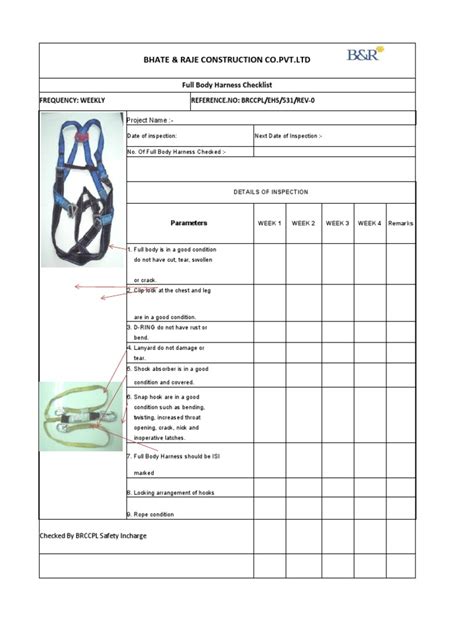 531 Full Body Harness Checklist Pdf