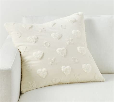 Xo Heart Sherpa Embroidered Pillow Pottery Barn